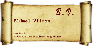 Blümel Vilmos névjegykártya